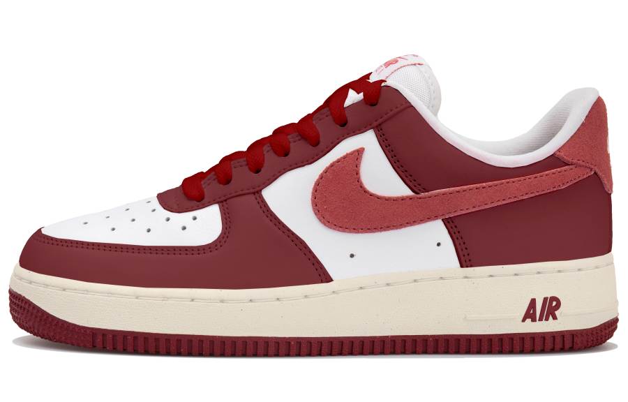 Nike Nike Air Force 1 Slip Resistant Abrasion Resistant Low top Skateboard Shoes Women's White Red