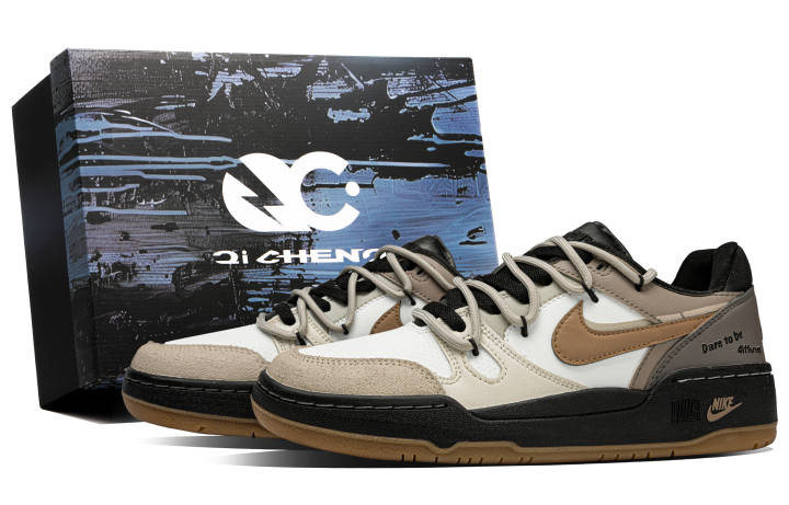 Nike Nike Full Force CHAOQIU Multicolor Box Abrasion Resistant Low top Skateboard Shoes Men's Beige Umber Brown