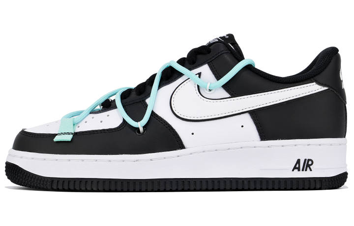 Nike Nike Air Force 1 Low Slip Resistant Abrasion Resistant Low top Skateboard Shoes GS Black White Blue