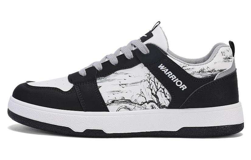 Warrior Slip Resistant Abrasion Resistant Slip Resistant Abrasion Resistant Low top Skateboard Shoes Unisex Black White