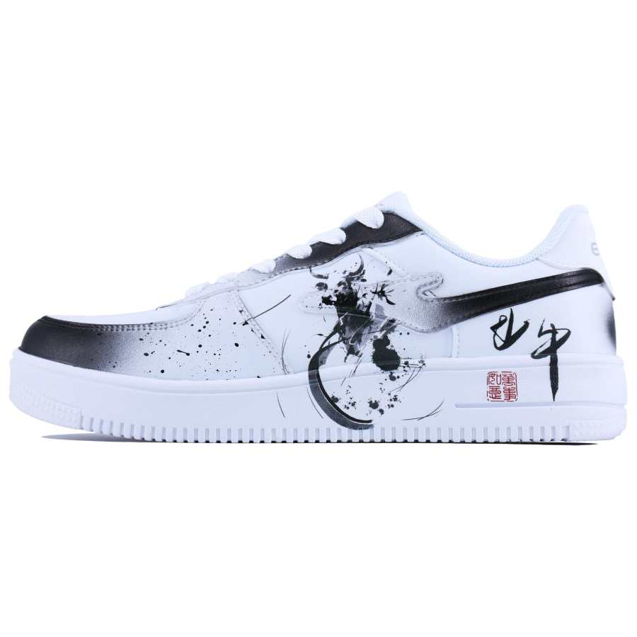 Erke Abrasion Resistant Breathable Low top Skateboard Shoes Unisex White Brown