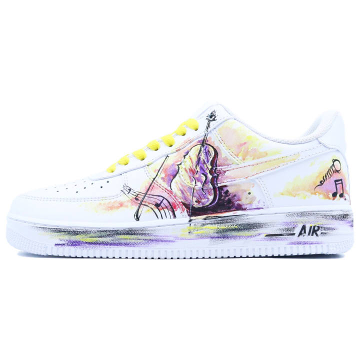 Nike Nike Air Force 1 Slip Resistant, Abrasion Resistant, Breathable Low top Skateboard Shoes Unisex Yellow White