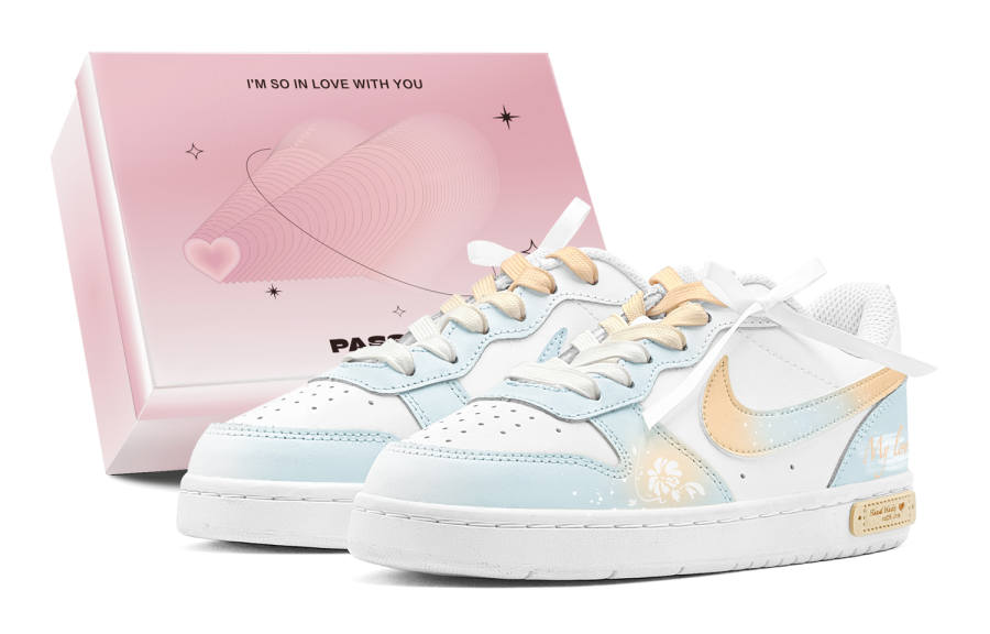 Nike Nike Court Borough GS Couple's, Romantic Favor, Sweet Dream Camellia Abrasion Resistant Abrasion Resistant Low top
