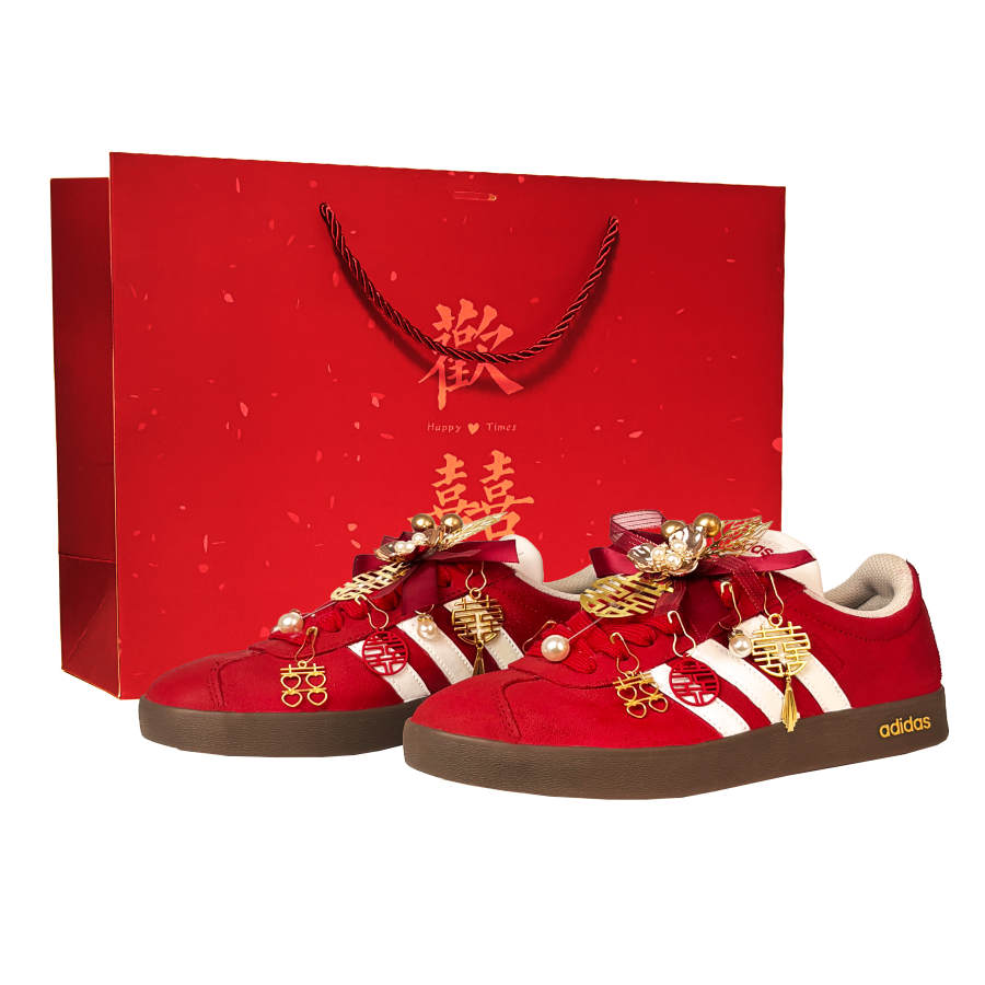 Adidas Adidas VL COURT 2.0 Cushioning, Wear Resistant Low top Skateboard Shoes Unisex Red Gold