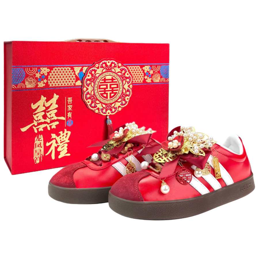 Adidas Adidas VL COURT 2.0 Happy Union Abrasion Resistant Abrasion Resistant Low top Skateboard Shoes Unisex Red