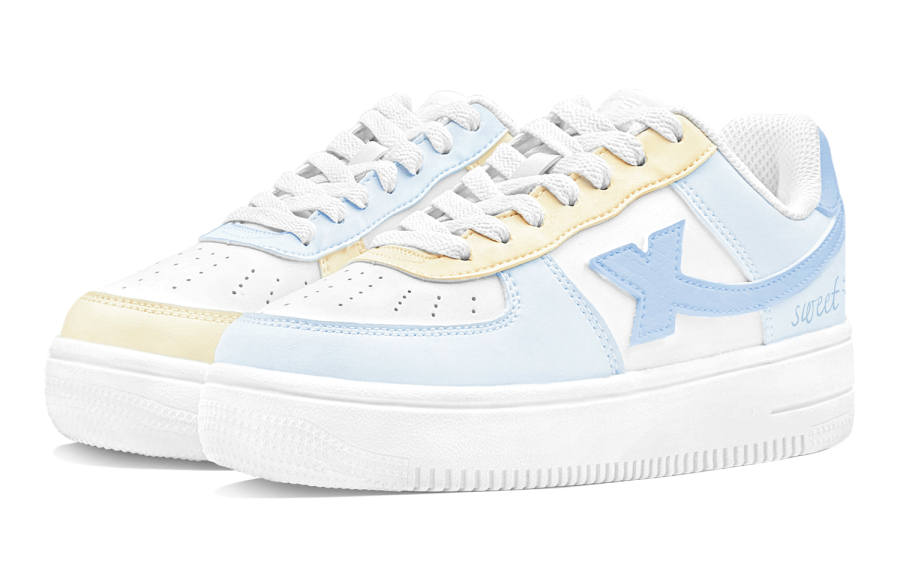 XTEP Air Force 1 Slip Resistant Abrasion Resistant Coverage Low top Skateboard Shoes Women's Blue Yellow
