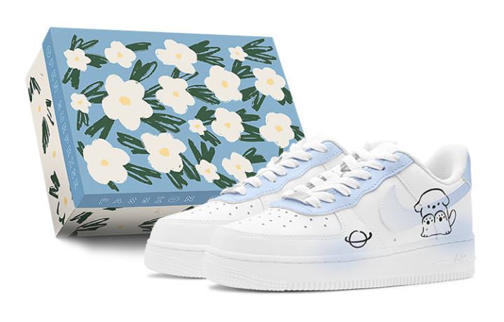 Nike Nike Air Force 1 Air Force 1, White Lover Gift, Planet Puppy, Gradient Spray Painting, Special Shoe Box Low top