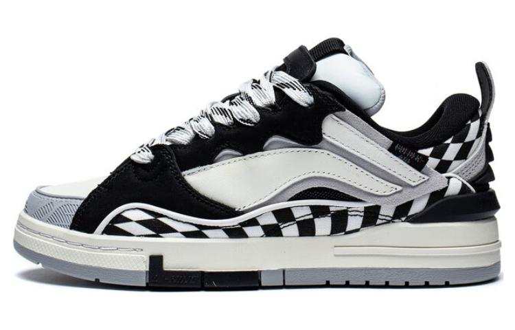 Li-Ning Li Ning Wave Golden Abrasion Resistant Breathable Low top Skateboard Shoes Women's Black White