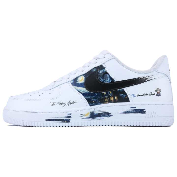 Nike Nike Air Force 1 Moonlit Night Abrasion Resistant Low top Skateboard Shoes Men's White Black
