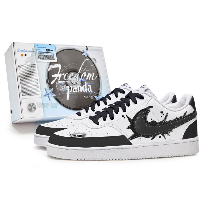 Nike Nike Court Vision 1 Slip Resistant Abrasion Resistant Low top Skateboard Shoes Men's Black White