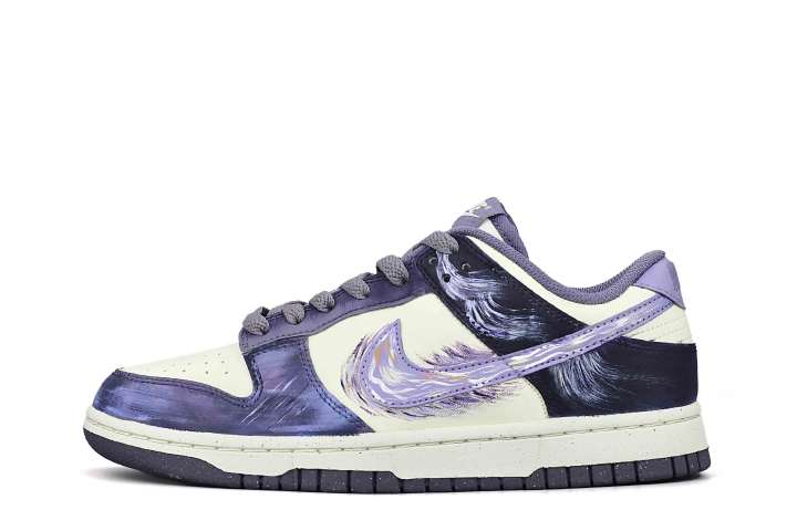 Nike Nike Dunk Purple Flame Iridescent Cushioning, Wear Resistant Low top Skateboard Shoes Unisex Purple Black Ecru