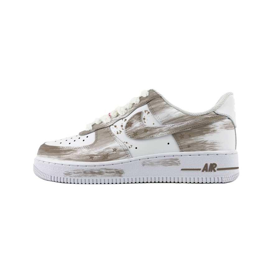 Nike Nike Air Force 1 Cow Leather Trendy Abrasion Resistant Abrasion Resistant Low top Skateboard Shoes Unisex White Brown