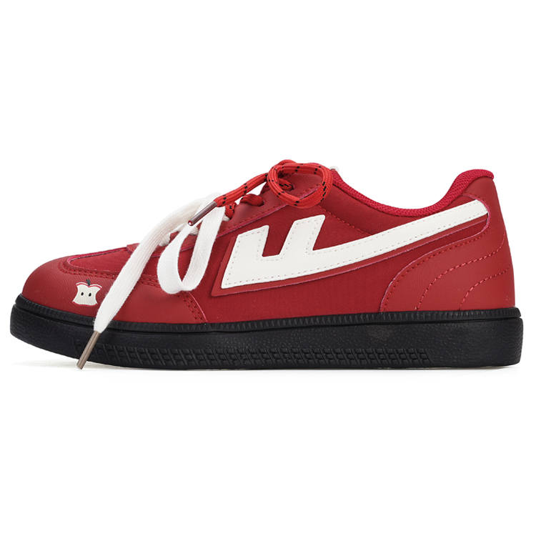 WARRIOR Synthetic Leather, Textile Low top Skateboard Shoes Women's Red Beige