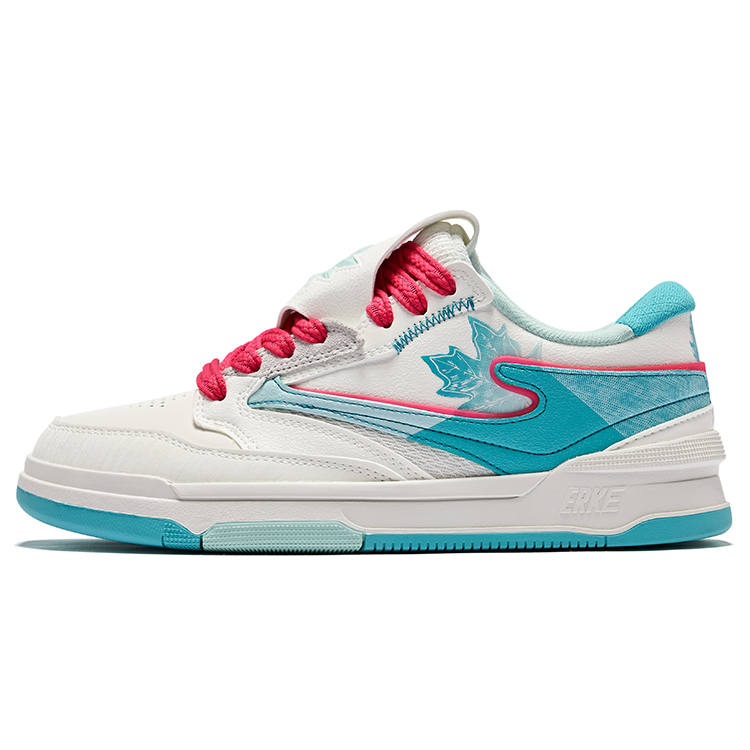 Erke Wudou Maple Leaf 2.0 Low top Skateboard Shoes Women's Microcrystal White Aqua Green