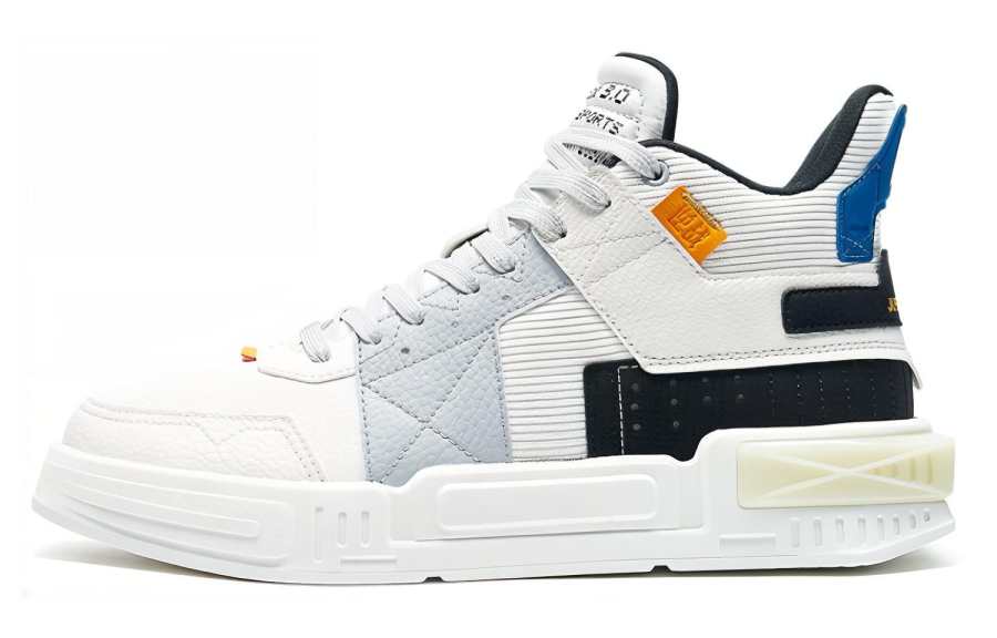 XTEP Slip Resistant Abrasion Resistant Mid top Skateboard Shoes Men's White Black