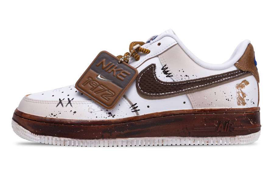 Nike Nike Air Force 1 Delusion Record Low top Skateboard Shoes Women's White Brown