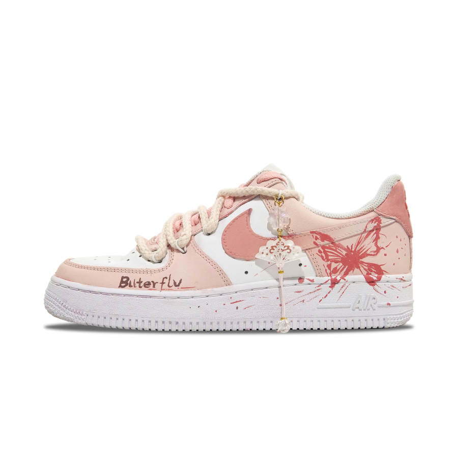 Nike Nike Air Force 1 Abrasion Resistant Slip Resistant Low top Skateboard Shoes Women's Pink White