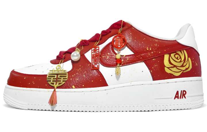 Nike Nike Air Force 1 New Chinese Style , Cushioning Low top Skateboard Shoes Unisex Red White