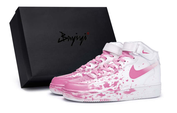 Nike Nike Air Force 1 Coverage Slip Resistant Mid top Skateboard Shoes Women's White Pink