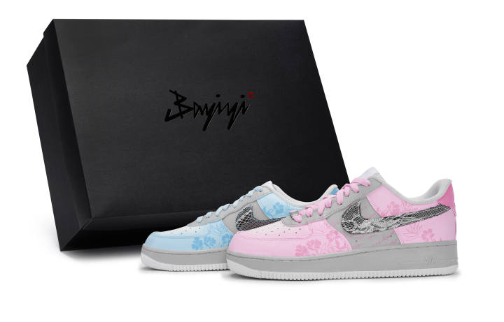 Nike Nike Air Force 1 811 Manufacturing, Blue Wind Golden Words Blue Pink, Special Shoe Box Low top Skateboard Shoes Unisex