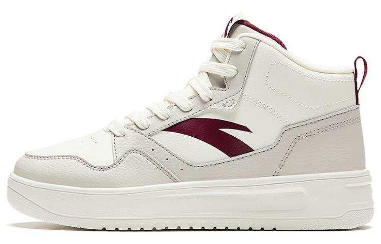 Anta Easy Abrasion Resistant Lightweight Breathable Height Increasing High top Skateboard Shoes Women's White Red