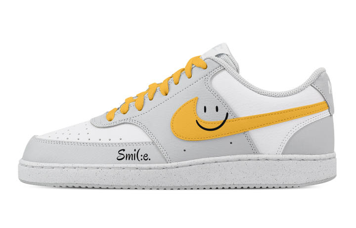 Nike Nike Court Vision Smiley Face Smiley Abrasion Resistant Low top Skateboard Shoes Men's White Yellow