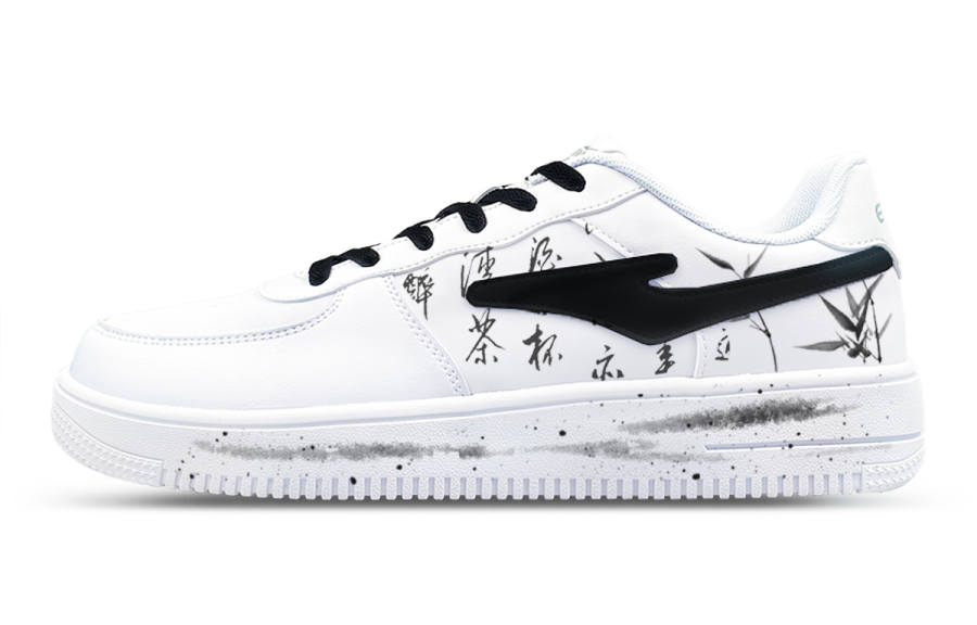 Erke Slip Resistant Abrasion Resistant Low top Skateboard Shoes Men's White Black