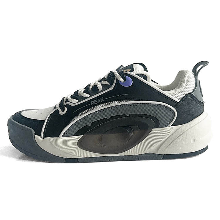 PEAK Textile, Synthetic Leather Low top Skateboard Shoes Women's Black/Canvas White