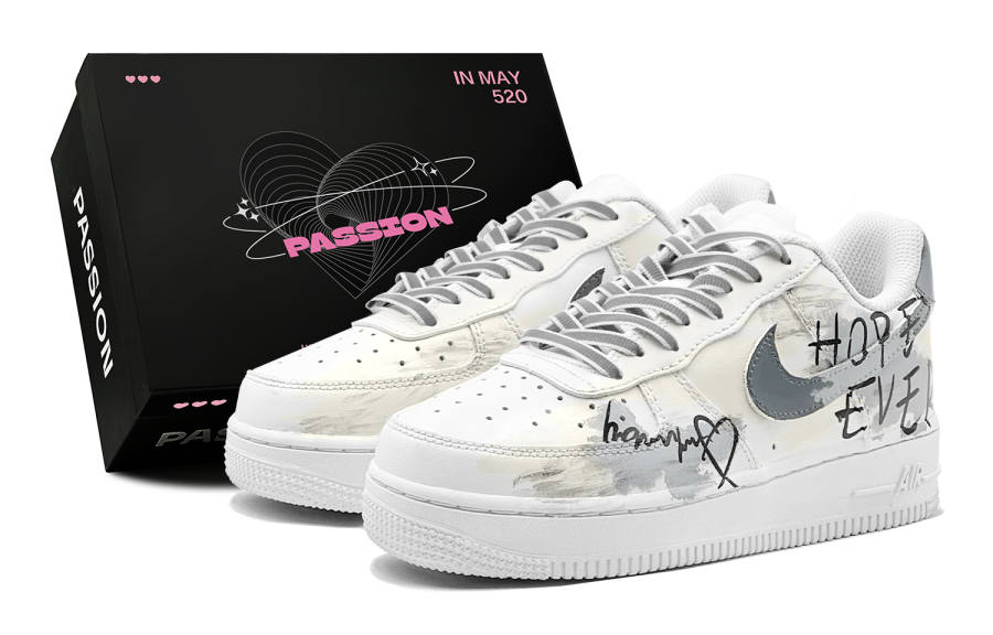 Nike Nike Air Force 1 Air Force 1, Couple's, Romantic Favor, Punk Love, Streetwear, Graffiti, Reflective Shoelace Low top