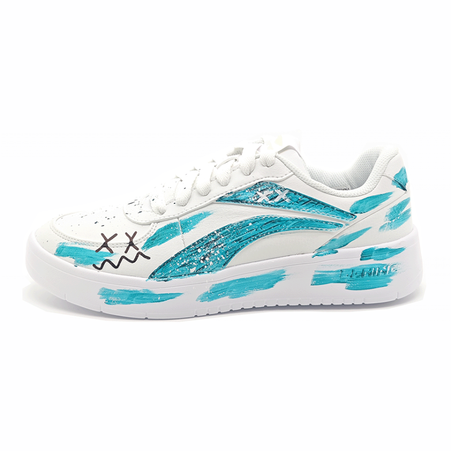 Li-Ning Li Ning Synthetic Leather Lightweight, Breathable, And Slip Resistant Low top Skateboard Shoes Men's Sapphire Green