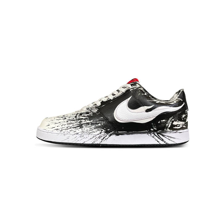 Nike Nike Court Vision 1 Tower Rabbit Leather Cushioning, Wear Resistant Low top Skateboard Shoes Men's Black White