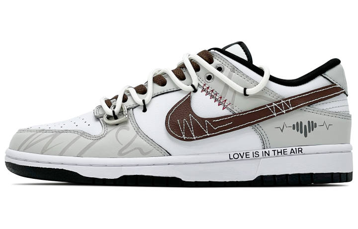 Nike Nike Dunk Leather Abrasion Resistant Low top Skateboard Shoes Unisex Beige Brown