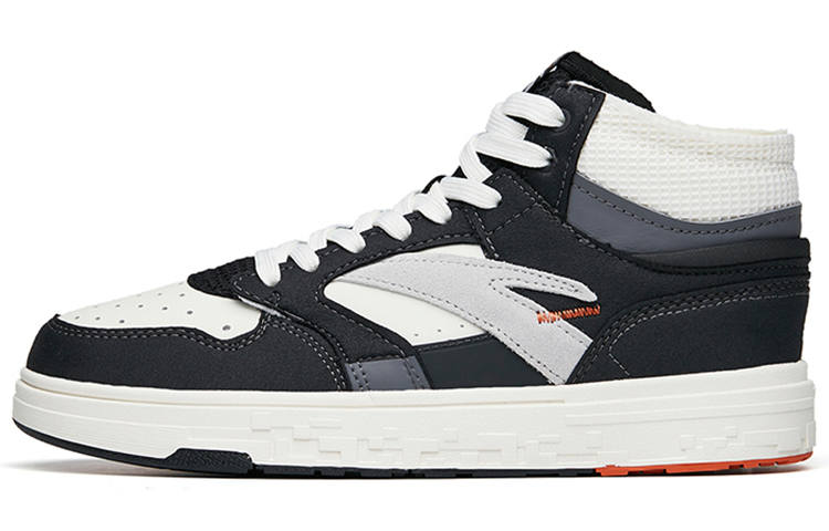 Anta Patchwork Slip Resistant Cushioning Abrasion Resistant Mid top Skateboard Shoes Men's Black White Gray