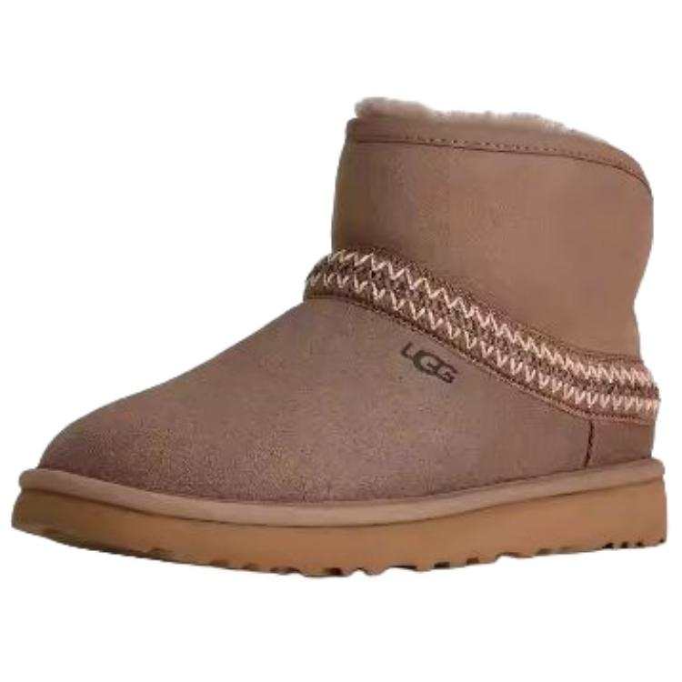 UGG CLASSIC MINI Cow Split Leather Thermal Snow Boots Women's Reindeer Brown