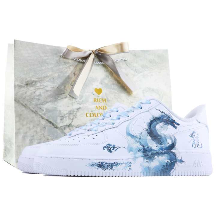 Nike Nike Air Force 1 Sea Dragon King Low top Skateboard Shoes Men's White Blue