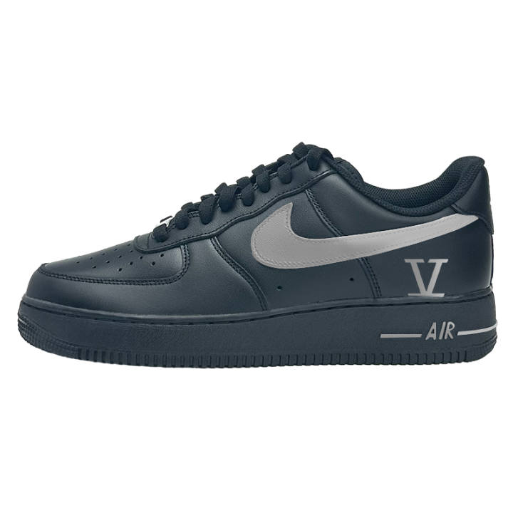 Nike Nike Air Force 1 07 Triple Black Slip Resistant Abrasion Resistant Low top Skateboard Shoes Unisex Silver Black