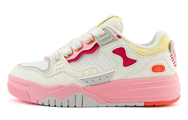 Kappa Slip Resistant Abrasion Resistant Low top Skateboard Shoes Unisex White Pink
