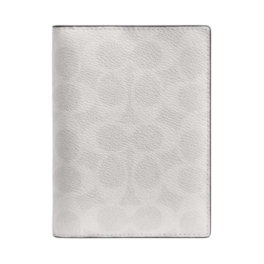 COACH Passport Case Artificial Leather Passport Holder Card Holder Men's Gunmetal Gray & Chalk White & Black