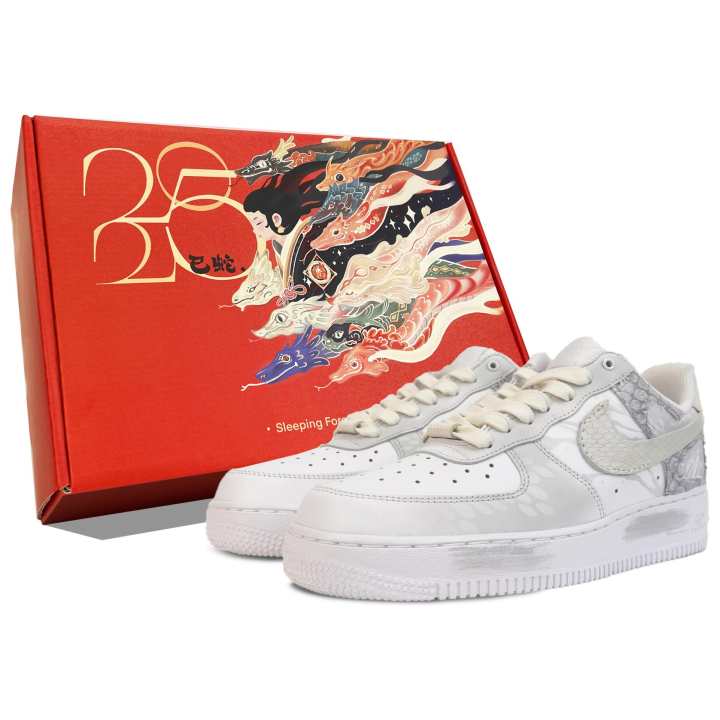 Nike Nike Air Force 1 Slip Resistant Abrasion Resistant Low top Skateboard Shoes Women's White Gray