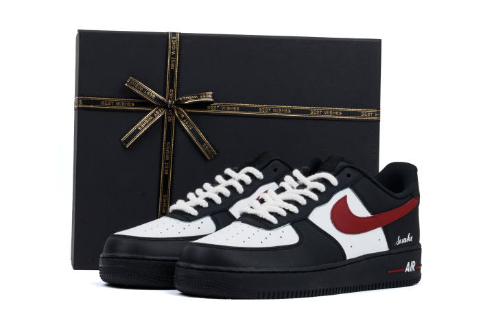 Nike Nike Air Force 1 Cushioning, Wear Resistant Low top Skateboard Shoes Unisex Red Black