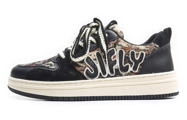 Jifffly Skateboard Shoes Unisex Low Top Floral Black
