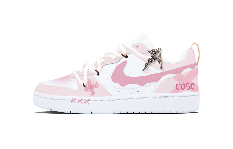 Nike Nike Court Borough Low 2 Slip Resistant Low top Kids' Skateboarding Shoes Women's White Pink