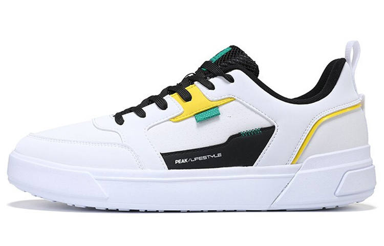 PEAK Textile, Synthetic Leather Slip Resistant Abrasion Resistant Low top Skateboard Shoes White Orange