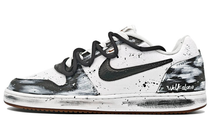 Nike Nike EBERNON Abrasion Resistant Slip Resistant Low top Skateboard Shoes Men's Black White