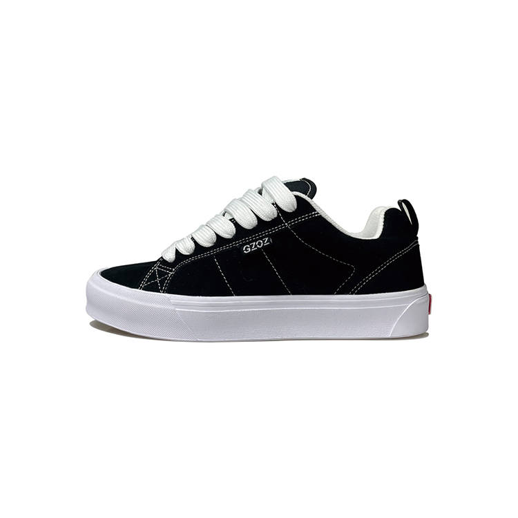 GZOZ Slip Resistant, Abrasion Resistant, Breathable Low top Skateboard Shoes Unisex Black White