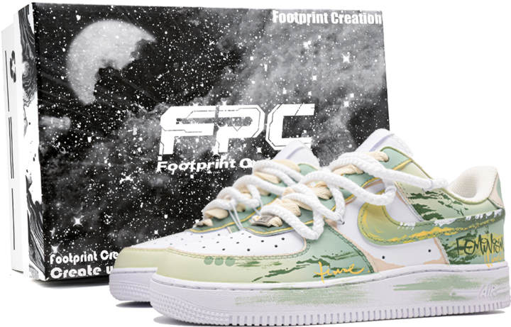 Nike Nike Air Force 1 Blue Wild Dream 2 Footprint Innovation Cow Leather Abrasion Resistant Low top Skateboard Shoes Unisex