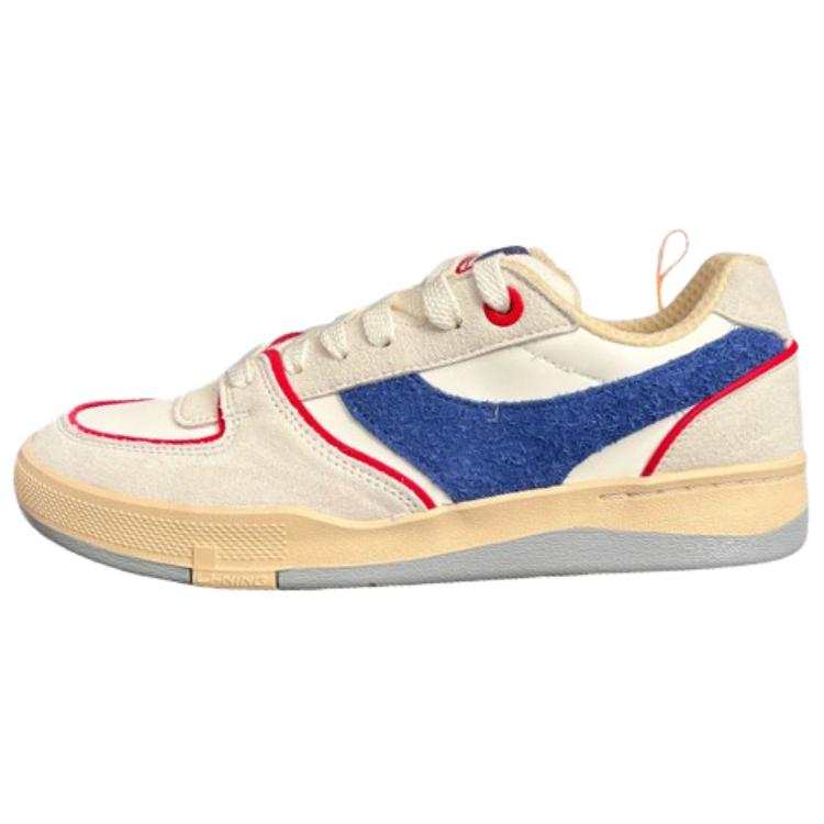 Li-Ning LiNing Slip-Resistant Cushioning Wear-Resistant Low-Top Skateboard Shoes Men's Beige Blue