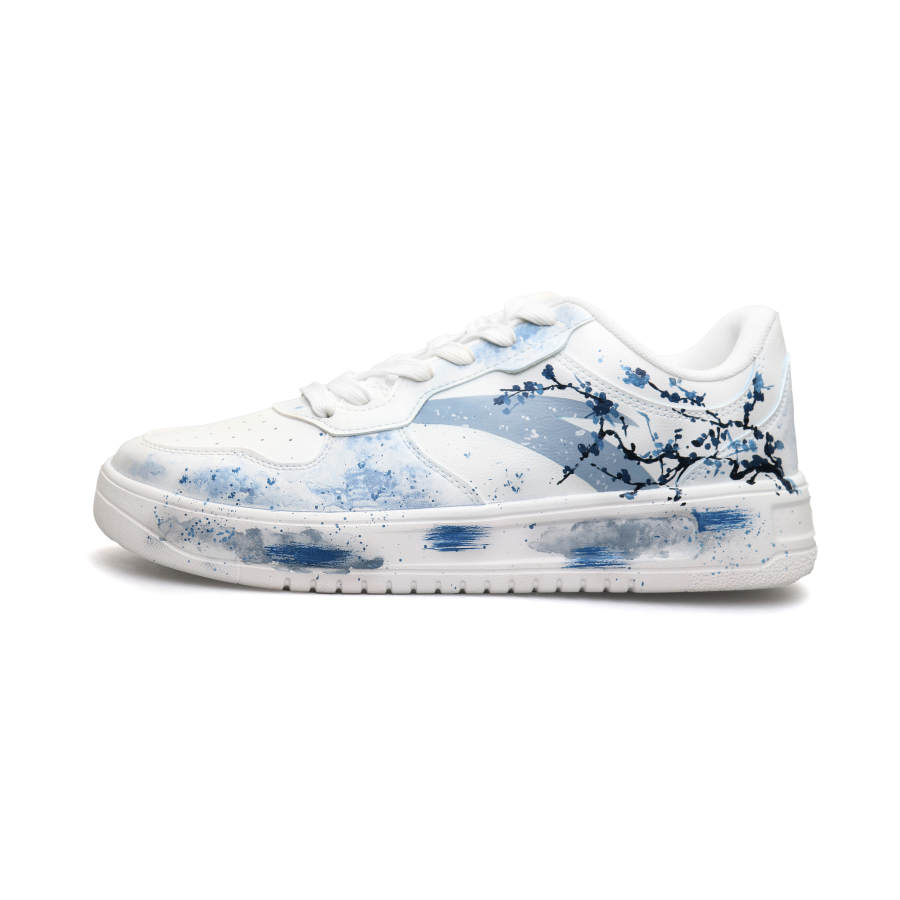 Anta Slip Resistant Cushioning Abrasion Resistant Low top Skateboard Shoes Men's White Blue