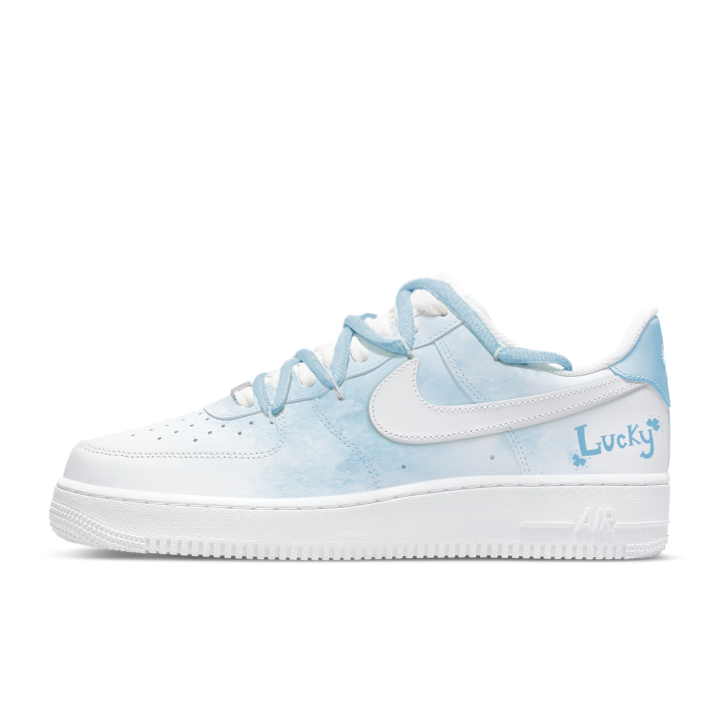 Nike Nike Air Force 1 'Triple White' Abrasion Resistant Low top Skateboard Shoes Women's Blue White
