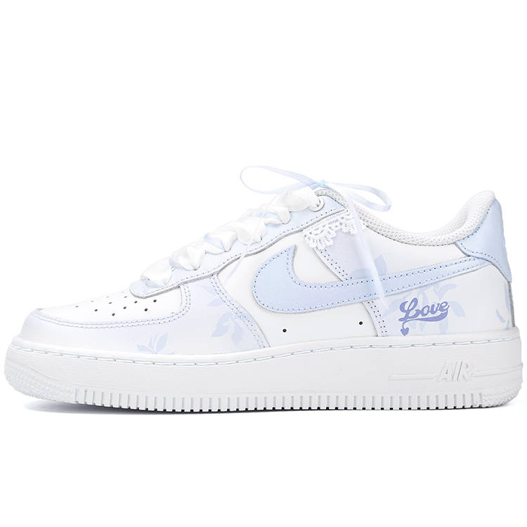 Nike Nike Air Force 1 Heartbeat Reflection Abrasion Resistant Abrasion Resistant Low top Skateboard Shoes Women's Blue